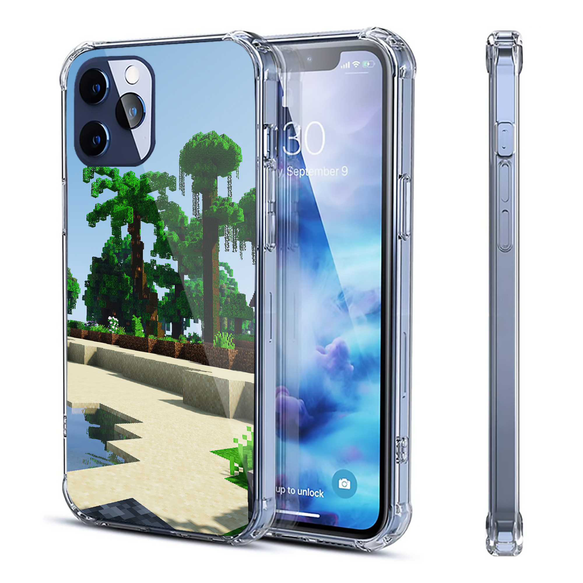 （画像用） マインクラフト ブロックの世界 Minecraft MC Block world 【iPhone 12シリーズ対応】透明スマホケース（クリアソフトケース）